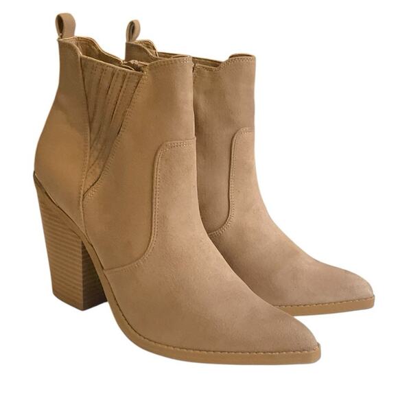 Sun + Stone Women's Taupe Abiigail Booties 11M Faux Suede Silver Accent Western - Picture 1 of 15